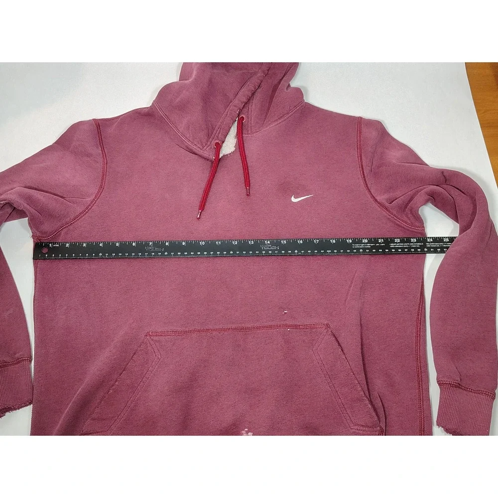 Nike Better‎ World Mens L Maroon Distressed Pullover Hoodie Swoosh Logo Burgundy